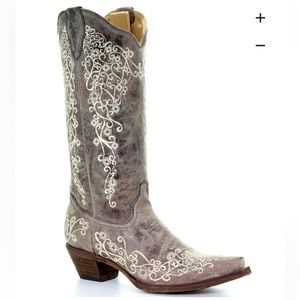 Corral Women's Crater with Bone Embroidery Western Boots - Snip Toe